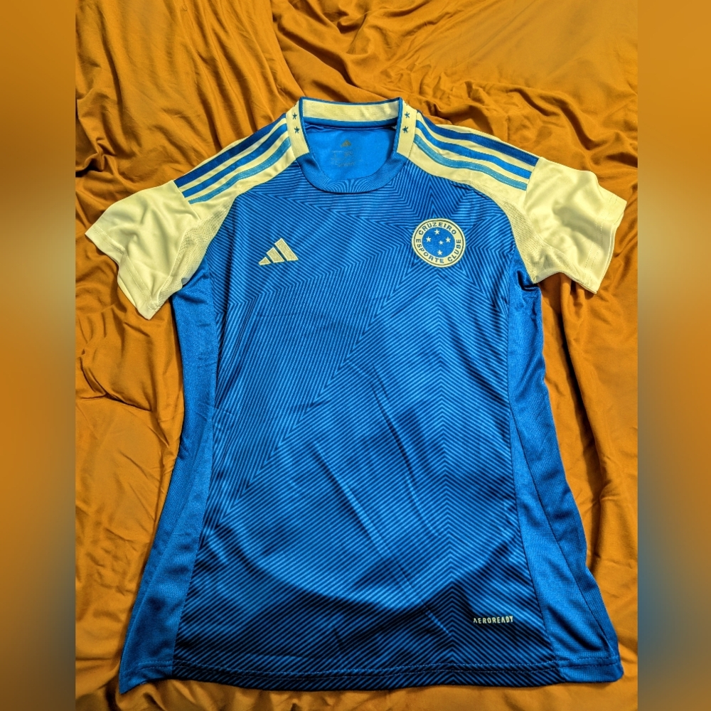 Adidas Blue and White Soccer Jersey Athletic Fit